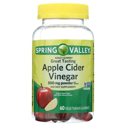 پاستیل سرکه سیب اسپرینگ والی 60 عددی Spring Valley Gummies, Apple Cider Vinegar, 500 mg